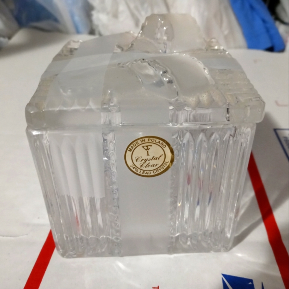 🎀💃💎Annahutte Vintage 🔮 Clear Box💍💑🛍Made in Poland,TRINKET BOX💍🥇💥
